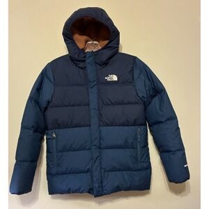The North Face 600 Jacket Goose Down Fill Puffer Boys XL Blue Sherpa Hood
